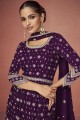Purple Eid Anarkali Suit in Georgette with Embroidered