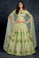 Pista Wedding Lehenga Choli in Embroidered Silk