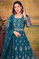 Embroidered Net Anarkali Suit in Teal  with Dupatta
