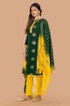 Salwar Kameez in Green Jacquard with Printed