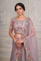 Soft net Wedding Lehenga Choli in Purple with Thread