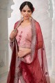 Pink Wedding Lehenga Choli in Art silk with Mirror