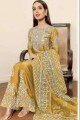 Yellow Organza Eid Palazzo Suit with Printed