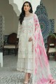 Georgette Eid  palazzo Suit in White with Dupatta