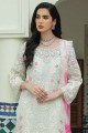 Georgette Eid  palazzo Suit in White with Dupatta