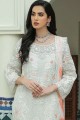 White Embroidered Eid palazzo Suit in Georgette