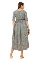 Crepe Gown Dress in Pista with Printed