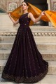 Purple Gown Dress with Embroidered Georgette