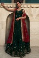 Embroidered Georgette Gown Dress in Green