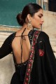 Embroidered Georgette Black Gown Dress with Dupatta