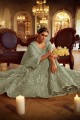 Green Wedding Lehenga Choli with Zircon Soft net