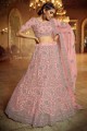 Pink Zircon Wedding Lehenga Choli in Soft net