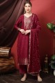 Maroon Silk Pakistani Suit with Resham