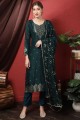 Teal  Pakistani Suit in Silk with Resham
