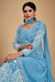 sky Blue Georgette Pakistani Suit with Thread