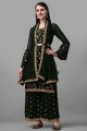 Green Pakistani Suit in Georgette with Embroidered