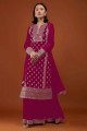 Georgette Embroidered Sharara Suit in Pink with Dupatta