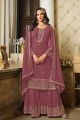 Embroidered Pakistani Suit in Mauve  Georgette