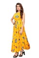 Yellow Printed Gown Dress in Crepe
