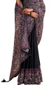 Embroidered,digital print Silk Saree in Purple with Blouse
