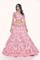 Pink Thread Wedding Lehenga Choli in Soft net