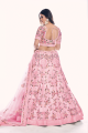 Pink Thread Wedding Lehenga Choli in Soft net