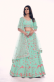 Soft net Turquoise  Wedding Lehenga Choli in Thread