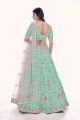 Soft net Turquoise  Wedding Lehenga Choli in Thread
