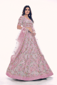 Pink Soft net Thread Wedding Lehenga Choli with Dupatta