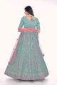 Thread Silk Turquoise  Wedding Lehenga Choli with Dupatta