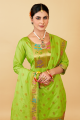 Light green Printed Salwar Kameez in Silk