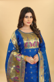 Blue Silk Printed Salwar Kameez with Dupatta