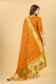 Salwar Kameez in Silk Orange with Printed