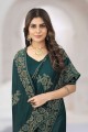 Saree Rama green with Embroidered Silk