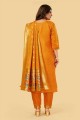 Weaving Salwar Kameez in Orange Silk