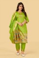 Green Silk Weaving Salwar Kameez with Dupatta