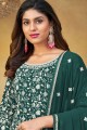 Green Georgette Eid Sharara Suit with Embroidered