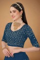 Wedding Lehenga Choli in Georgette Blue with Embroidered