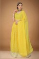 Georgette Yellow Embroidered Wedding Lehenga Choli with Dupatta