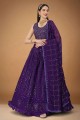 Embroidered Georgette Purple Wedding Lehenga Choli with Dupatta