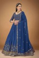 Georgette Embroidered Blue Wedding Lehenga Choli with Dupatta