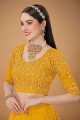 Georgette Wedding Lehenga Choli with Embroidered in Yellow