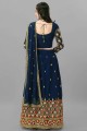 Georgette Wedding Lehenga Choli with Embroidered in Blue