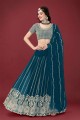 Teal blue Wedding Lehenga Choli in Georgette with Embroidered