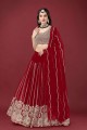 Red Embroidered Georgette Wedding Lehenga Choli