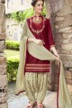 Ravishing Maroon Cotton Patiala Suit