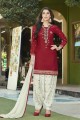 Gorgeous Maroon JAM SILK Patiala Suit