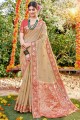 Cotton Weaving Beige Saree with Blouse
