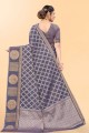 Grey Saree with Weaving Linen