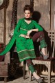 green Cotton Semi Lawn Salwar kameez